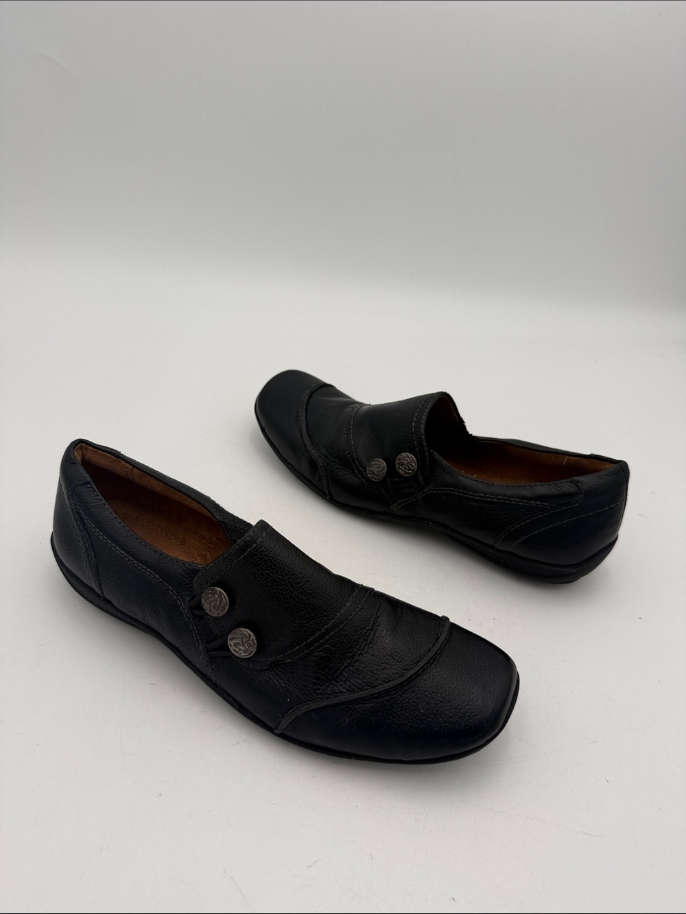 Naturalizer Black Slip-On Leather Casual Shoes women 9M loafers office retro Y2K
